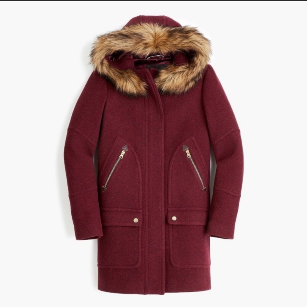 JCrew Chateau Stadium-Cloth Parka in Heather Red